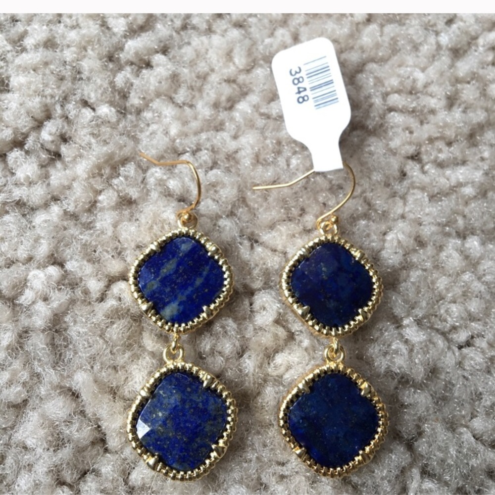 Gold Lapis Earrings